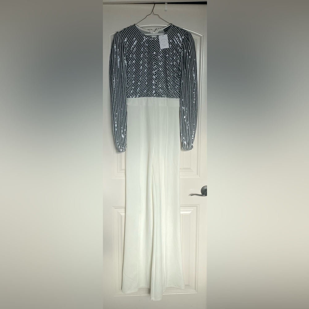 Black and White Sequin Jumpsuit NWT size Large